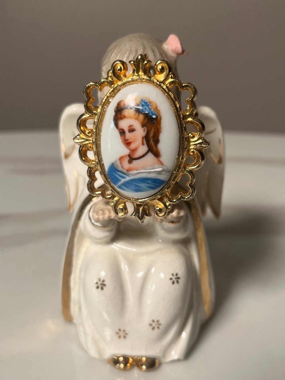 Limoges France Vintage Porcelain Portrait Brooch Pendant Mid Century